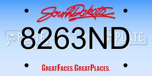 8263ND South Dakota License Plate