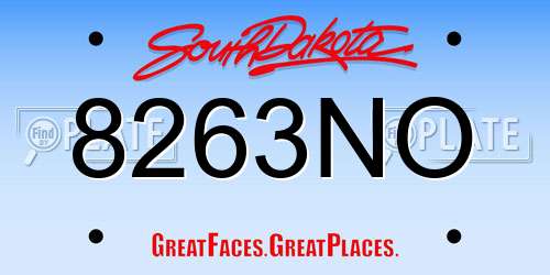 8263NO South Dakota License Plate