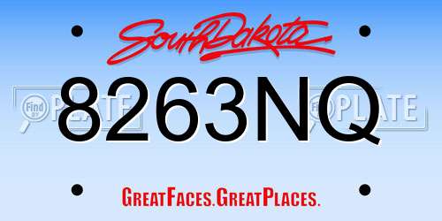 8263NQ South Dakota License Plate