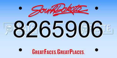 8265906 South Dakota License Plate