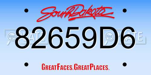 82659D6 South Dakota License Plate