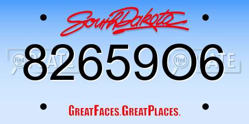 82659O6 South Dakota License Plate
