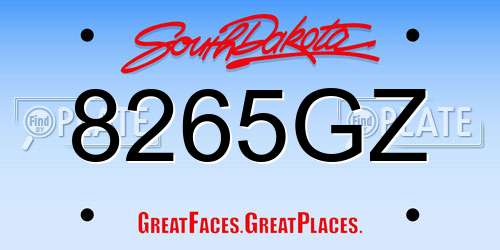 8265GZ South Dakota License Plate