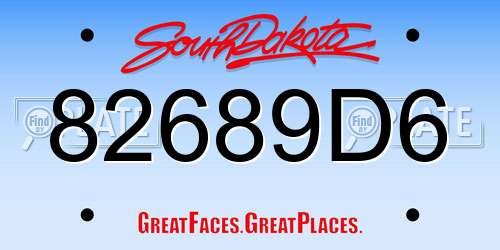 82689D6 South Dakota License Plate