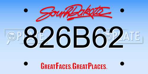 826B62 South Dakota License Plate