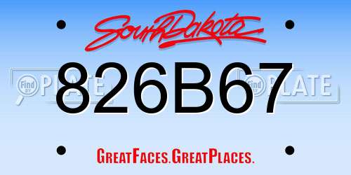 826B67 South Dakota License Plate
