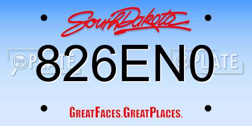 826EN0 South Dakota License Plate