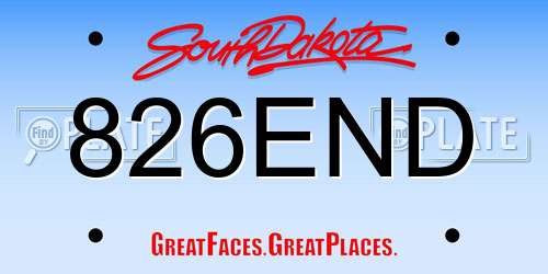 826END South Dakota License Plate