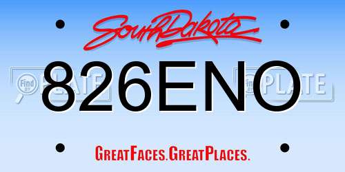 826ENO South Dakota License Plate