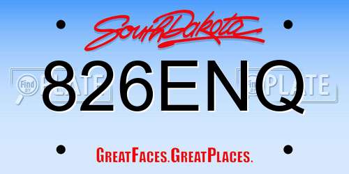 826ENQ South Dakota License Plate
