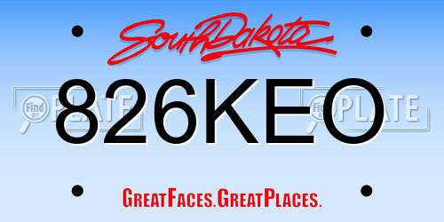 826KEO South Dakota License Plate