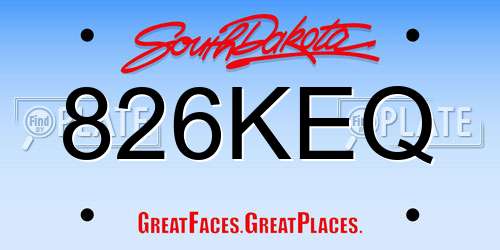 826KEQ South Dakota License Plate