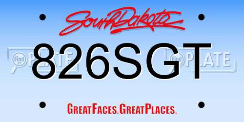 826SGT South Dakota License Plate
