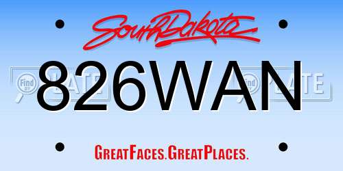 826WAN South Dakota License Plate