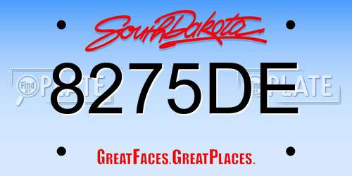 8275DE South Dakota License Plate