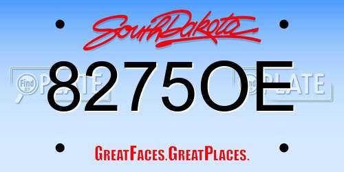 8275OE South Dakota License Plate