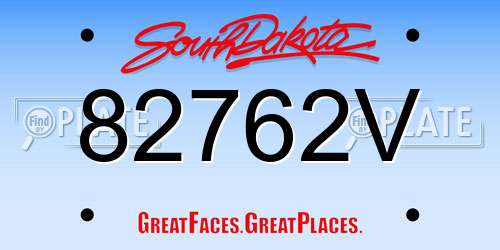 82762V South Dakota License Plate