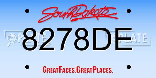 8278DE South Dakota License Plate
