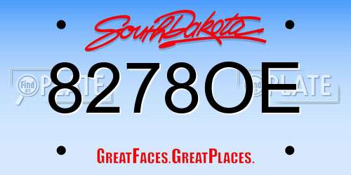 8278OE South Dakota License Plate