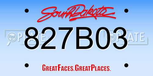 827B03 South Dakota License Plate