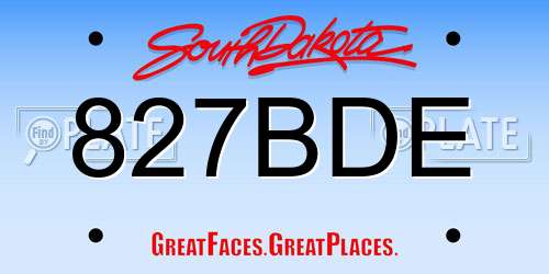 827BDE South Dakota License Plate