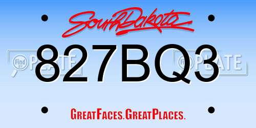 827BQ3 South Dakota License Plate