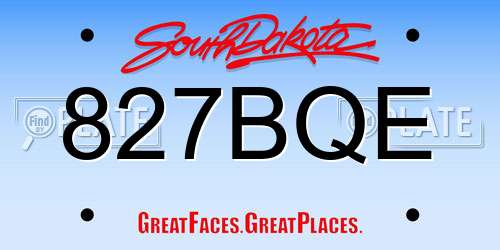 827BQE South Dakota License Plate