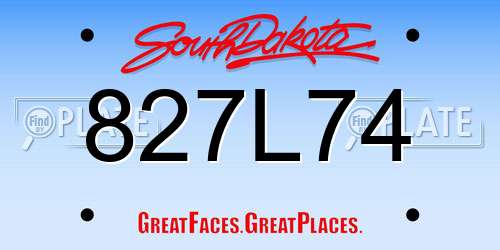 827L74 South Dakota License Plate