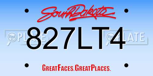 827LT4 South Dakota License Plate