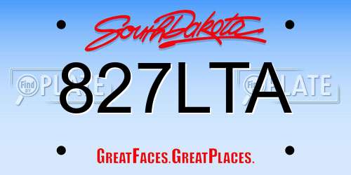 827LTA South Dakota License Plate