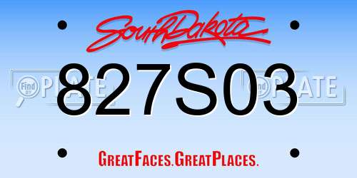 827S03 South Dakota License Plate