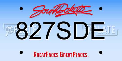 827SDE South Dakota License Plate