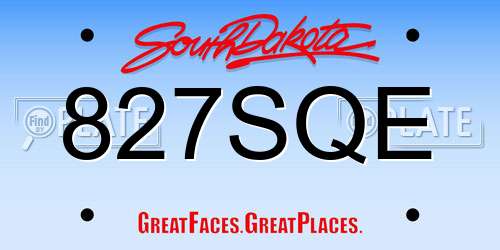 827SQE South Dakota License Plate