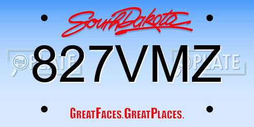 827VMZ South Dakota License Plate