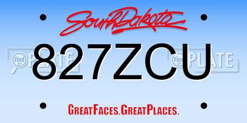 827ZCU South Dakota License Plate