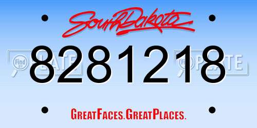 8281218 South Dakota License Plate