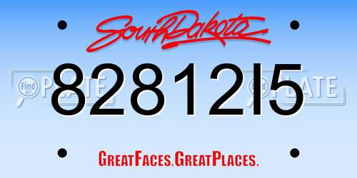 82812I5 South Dakota License Plate