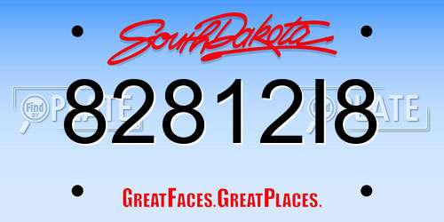82812I8 South Dakota License Plate