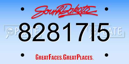 82817I5 South Dakota License Plate