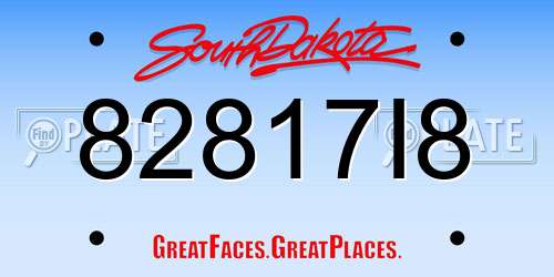 82817I8 South Dakota License Plate
