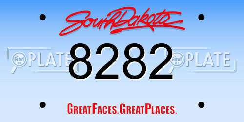 8282 South Dakota License Plate