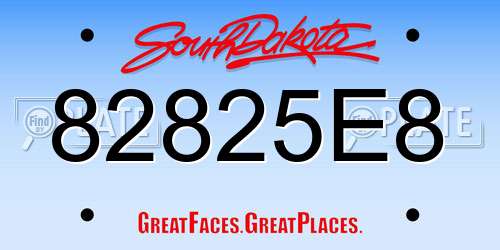 82825E8 South Dakota License Plate