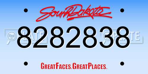 8282838 South Dakota License Plate