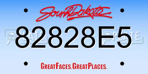 82828E5 South Dakota License Plate