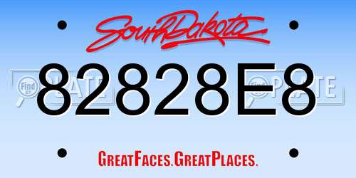 82828E8 South Dakota License Plate
