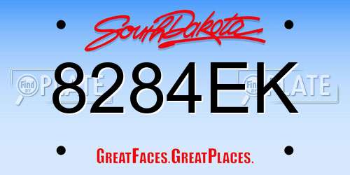 8284EK South Dakota License Plate