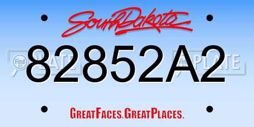 82852A2 South Dakota License Plate