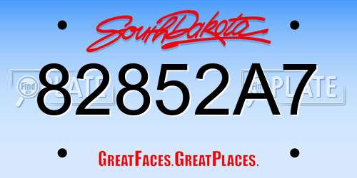 82852A7 South Dakota License Plate