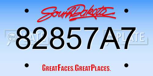 82857A7 South Dakota License Plate