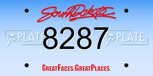 8287 South Dakota License Plate